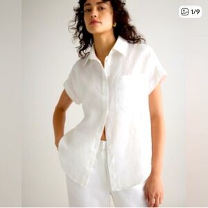 Quince 100% Linen Women’s Camp Shirt White Sz S NEW